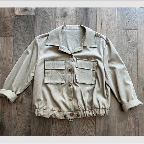 Onedreamer Army Green Cropped Safari Jacket Size XS Lightweight Utility Layer - Picture 2 of 6